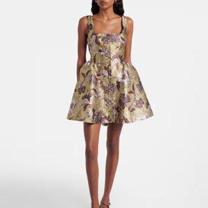Alémais Citron Flounce floral minidress